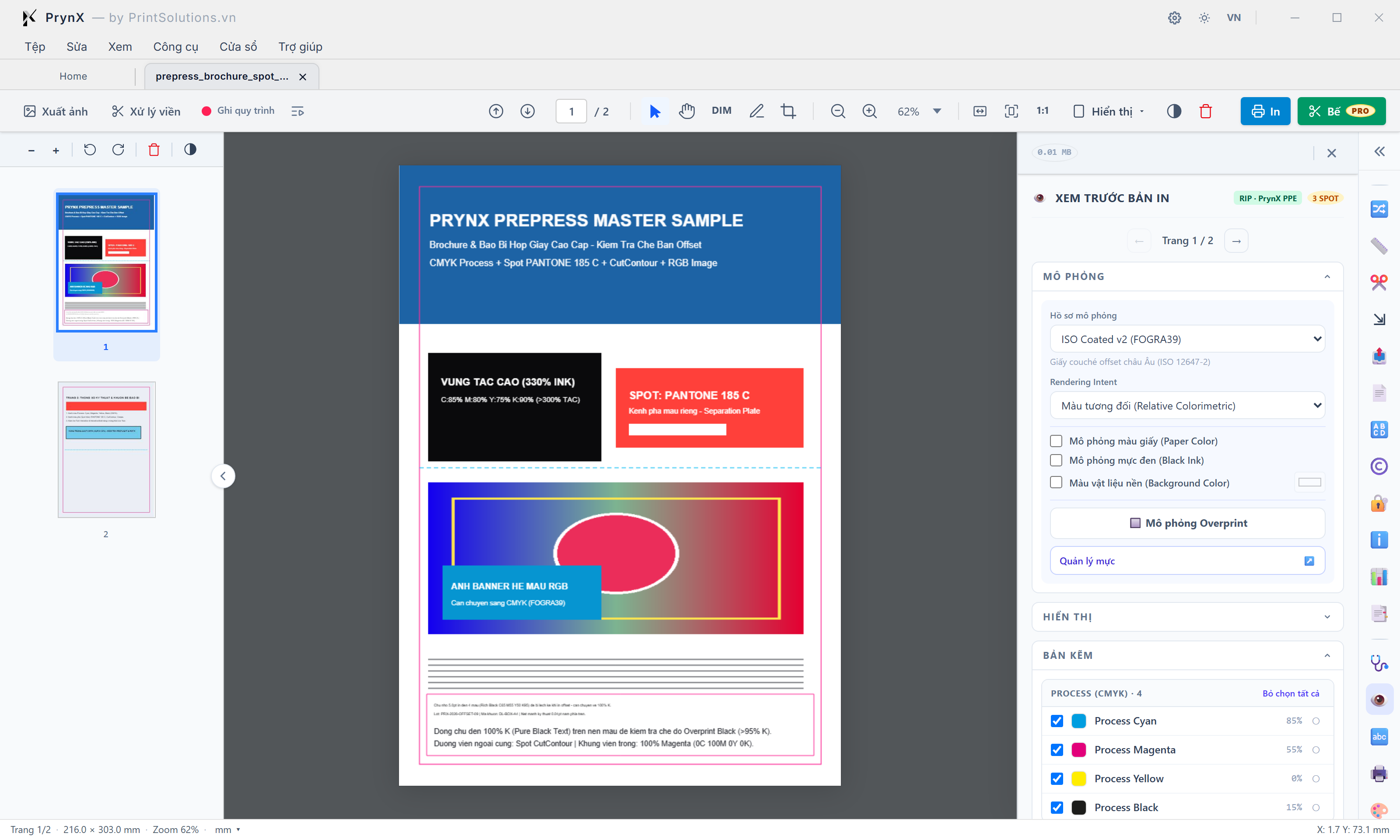 Xem Trước Bản In (Output Preview): Mô phỏng ICC Profile, Màu Giấy, Overprint & Bảng Tách Kẽm CMYK + Spot